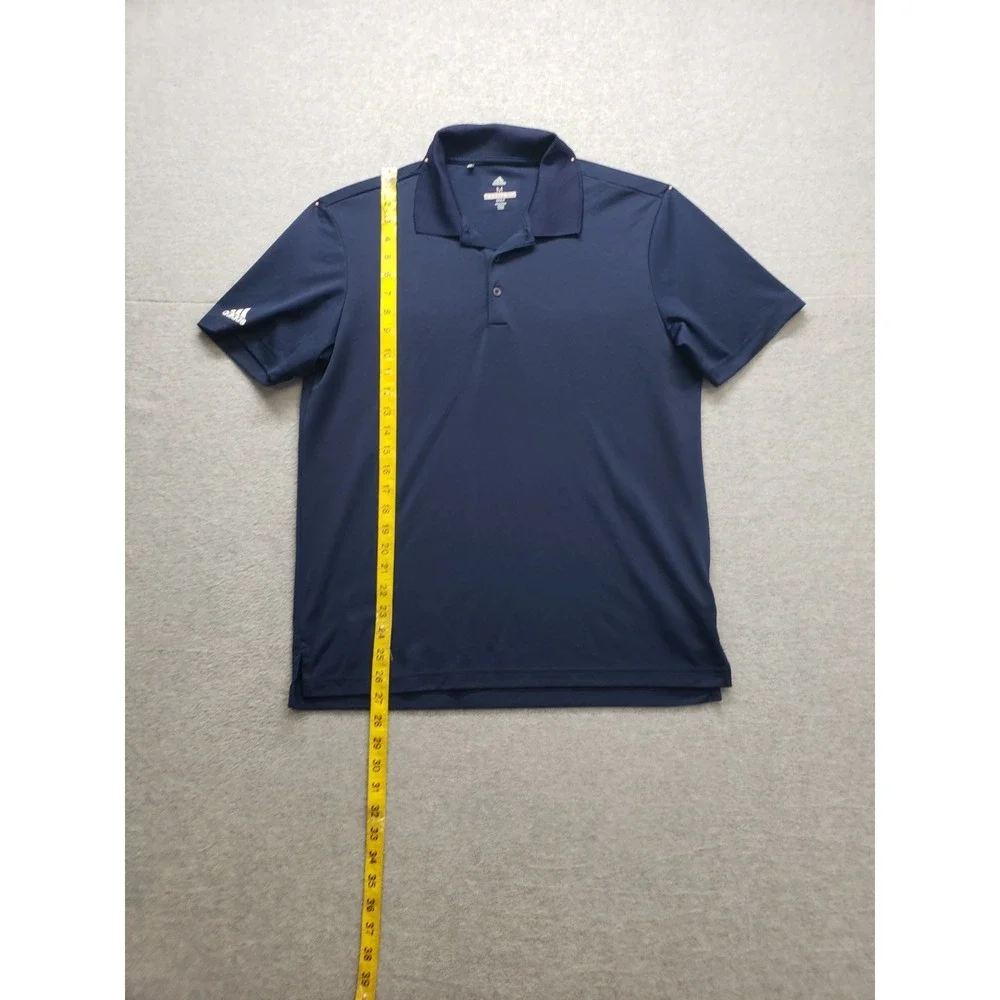 Adidas Men Polo Shirts M Navy Blue Button Short Sleeve Collared Logo Activewear
